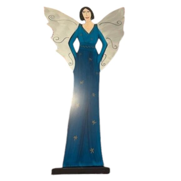 RARE "Signed” Claudine Buell Hand Painted Angel Metal Art Sculpture - Picture 1 of 9